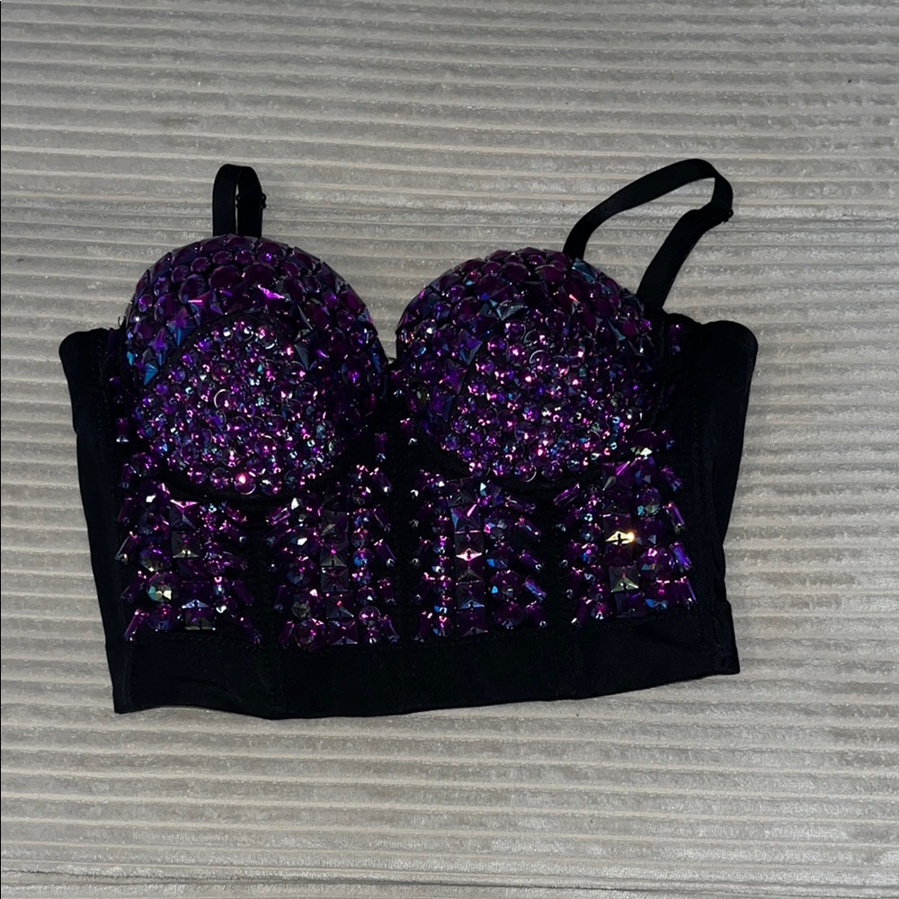 Purple Sequin Bustier Top